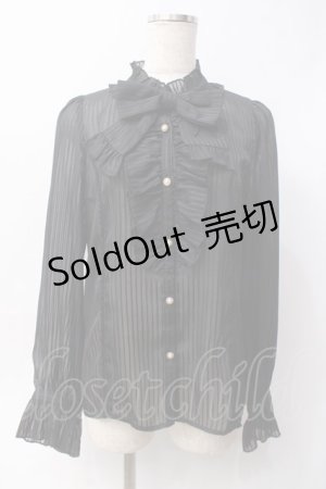 画像: axes femme kawaii / ストライプシフォンブラウス  黒 Y-25-06-09-071-AX-BL-SZ-ZY
