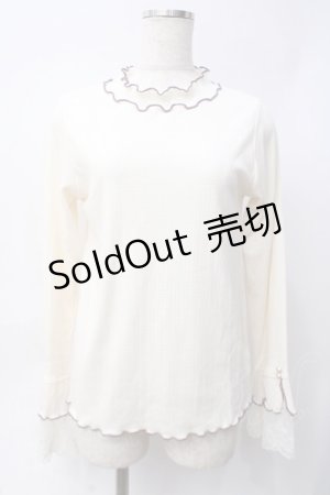 画像: axes femme / 袖レース配色メローリブプルオーバー  生成り Y-25-06-09-073-AX-TO-SZ-ZI
