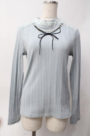 画像: axes femme / パール付きリブニット  サックス Y-25-06-09-078-AX-TO-SZ-ZY