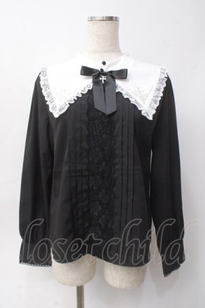 画像: axes femme POETIQUE / クロス刺繍シスターブラウス  黒 Y-25-06-09-083-AX-BL-SZ-ZY
