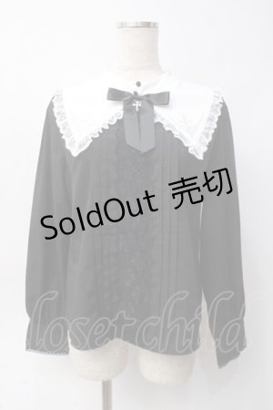 画像: axes femme POETIQUE / クロス刺繍シスターブラウス  黒 Y-25-06-09-083-AX-BL-SZ-ZI