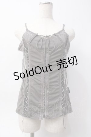 画像: Ozz Croce / 編み上げデザインキャミソール  グレー Y-25-06-09-096-OO-TO-SZ-ZY