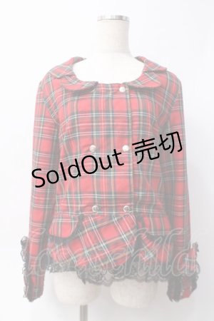 画像: PUNK/買取対象外 / レース襟チェックジャケット  赤 Y-25-06-09-103-PU-TO-SZ-ZY