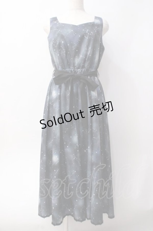 画像1: axes femme POETIQUE / 冬の星座柄ハートネックワンピース  黒 Y-25-06-09-121-AX-OP-SZ-ZY (1)