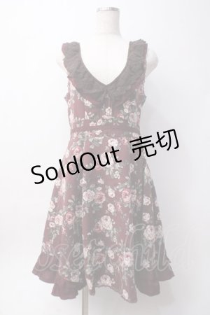 画像: axes femme / 総バラ柄Backリボンワンピース  ワイン Y-25-06-09-128-AX-OP-SZ-ZY
