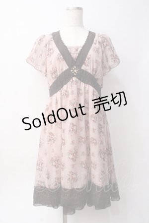 画像: axes femme / バラオーナメントフレームワンピース  ピンク Y-25-06-09-137-AX-OP-SZ-ZY