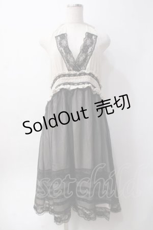 画像: axes femme / ホルターネックワンピース  生成り×黒 Y-25-06-09-141-AX-OP-SZ-ZY