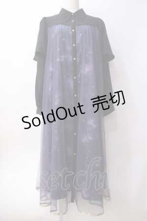 画像: axes femme / ステラートプリントシャツワンピース  パープル Y-25-06-09-147-AX-OP-SZ-ZY