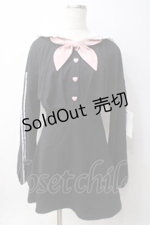 画像: To Alice / セーラージャージ風ワンピース S 黒 Y-25-06-09-164-LO-OP-SZ-ZY