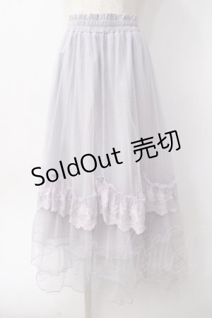 画像: axes femme / ローズ付ドレープチュールスカート  ラベンダー Y-25-06-09-177-AX-SK-SZ-ZY