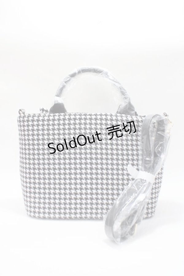 画像3: Maison de FLEUR / 2Way千鳥柄フリルトートバッグ  黒 Y-25-06-09-021-LO-BG-SZ-ZY (3)