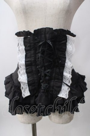 画像: MARBLE / 総フリル編み上げコルセット  黒×白 Y-25-06-12-052-GO-TO-SZ-ZY