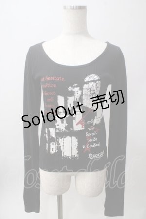 画像: Deorart / プリントリブカットソー M 黒 Y-25-06-12-054-PU-TO-SZ-ZY