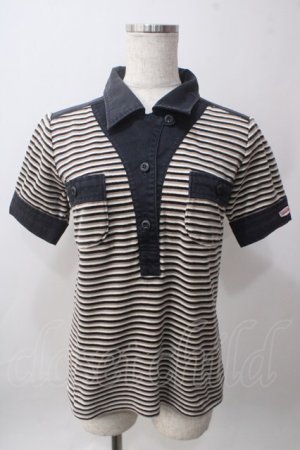 画像: HYSTERIC GLAMOUR / パイルボーダーポロ  グレー Y-25-06-12-058-PU-TO-SZ-ZY