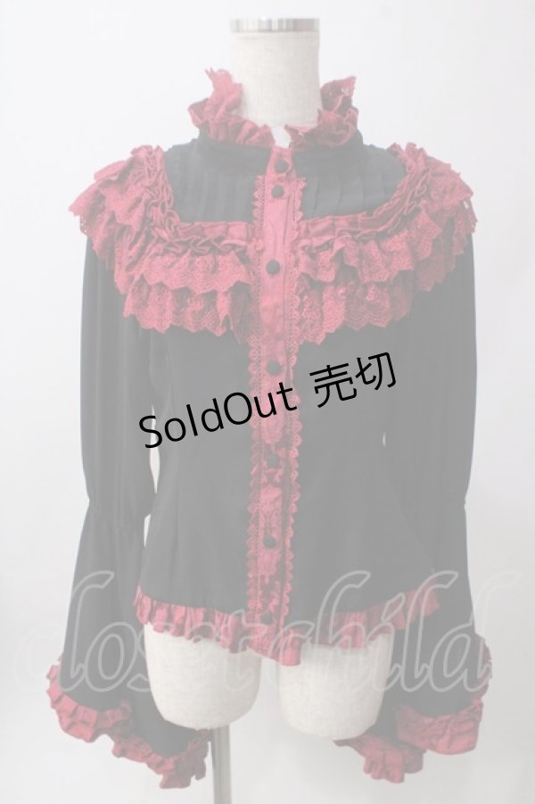 画像1: ATELIER PIERROT / 狂人による第九 赤黒ブラウス  赤黒 Y-25-06-12-068-EL-BL-SZ-ZY (1)