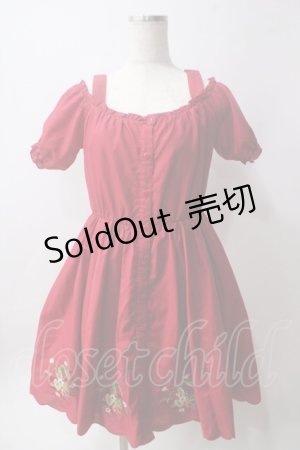 画像: Ank Rouge / いちご刺繍ワンピース M アカ Y-25-06-12-088-CA-OP-SZ-ZY