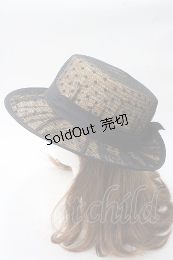 画像3: axes femme / ドットチュールカンカン帽  黒 Y-25-06-12-009-AX-AC-SZ-ZT-K007 (3)