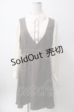 画像: axes femme / ブラウス風ドッキングワンピース M 茶 Y-25-06-12-103-AX-OP-SZ-ZY
