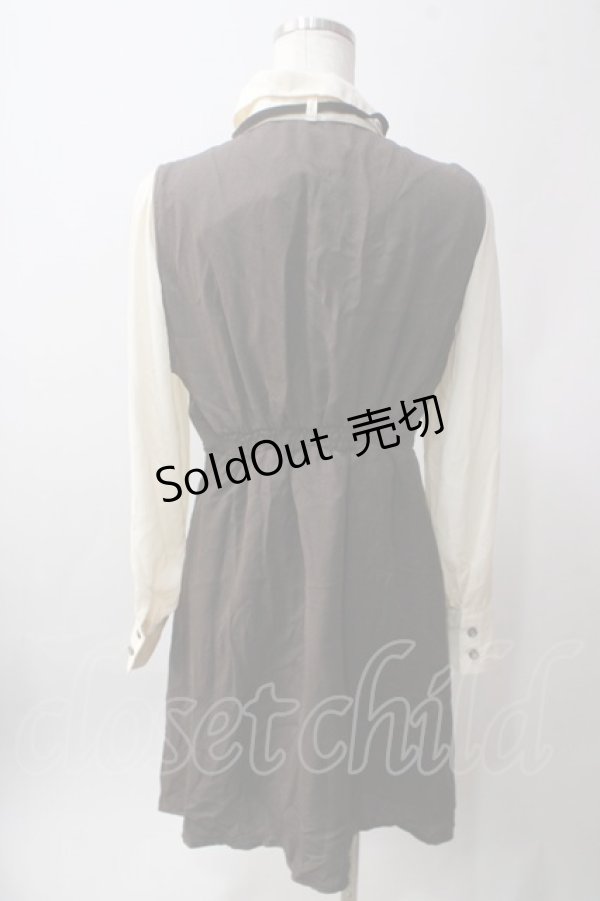画像2: axes femme / ブラウス風ドッキングワンピース M 茶 Y-25-06-12-103-AX-OP-SZ-ZY (2)