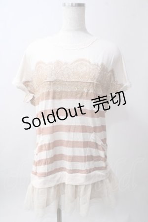 画像: axes femme / レースptボーダーワンピース M 生成り Y-25-06-12-104-AX-OP-SZ-ZY