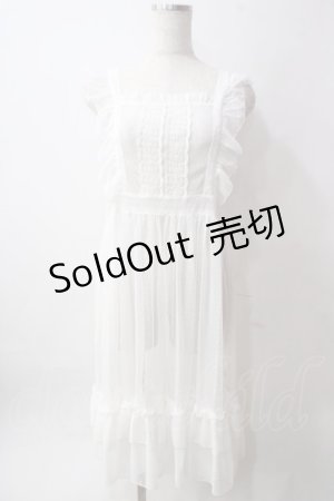 画像: axes femme kawaii / ドットチュールエプロン  白 Y-25-06-12-107-AX-OP-SZ-ZY