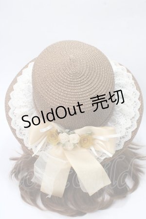 画像: axes femme / 巻きバラリボンカンカン帽  茶 Y-25-06-12-010-AX-AC-SZ-ZT-K011