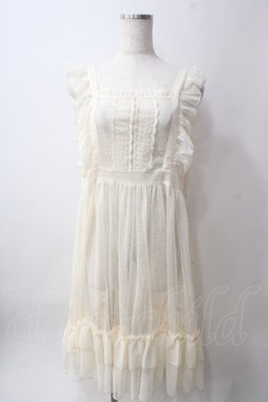 画像: axes femme kawaii / ドットチュールエプロン  生成り Y-25-06-12-108-AX-OP-SZ-ZY