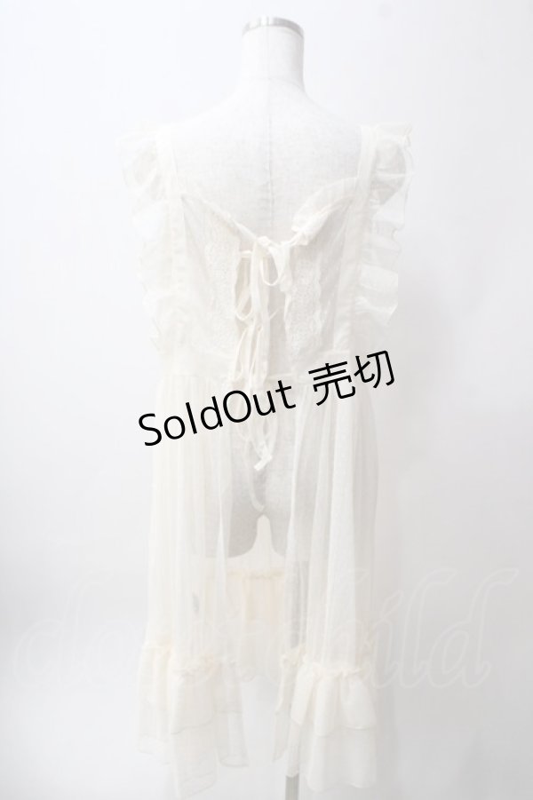 画像2: axes femme kawaii / ドットチュールエプロン  生成り Y-25-06-12-108-AX-OP-SZ-ZY (2)