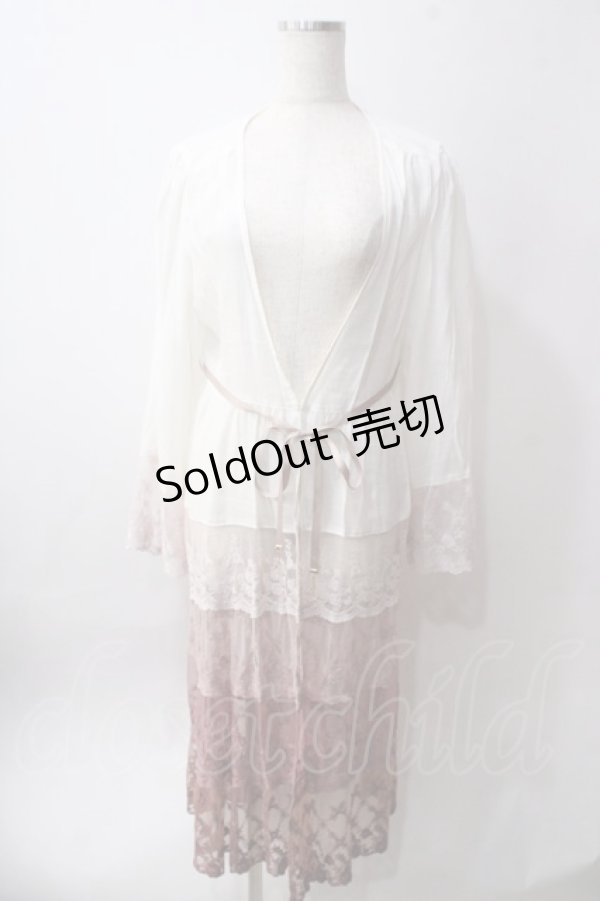 画像1: axes femme / グラデーションレースガウン  白ピンク Y-25-06-12-110-AX-TO-SZ-ZY (1)