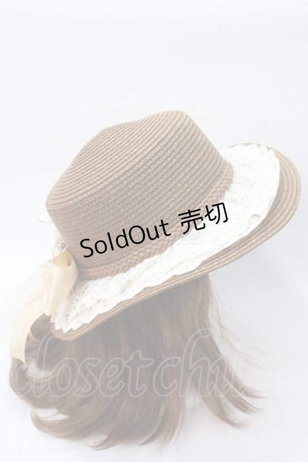 画像4: axes femme / 巻きバラリボンカンカン帽  茶 Y-25-06-12-010-AX-AC-SZ-ZT-K011 (4)