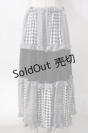 画像: Candy Stripper / check tiered　frill jamper　スカート  黒 Y-25-06-12-122-PU-SK-SZ-ZY