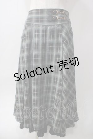 画像: axes femme / 裾プリーツチェック柄スカート M グリーン Y-25-06-12-149-AX-SK-SZ-ZY