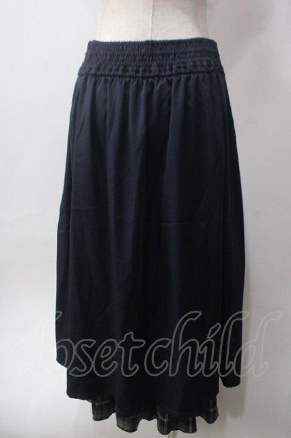 画像2: axes femme / チェック切替ベルト付スカート F 紺 Y-25-06-12-152-AX-SK-SZ-ZI (2)