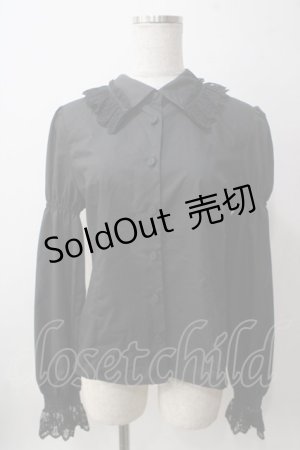 画像: Moi-meme-Moitie / クロスアーチシャーリングスリーブブラウス 9号 黒 Y-25-06-12-017-MO-BL-SZ-ZY