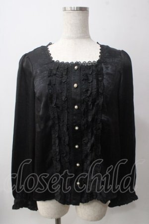 画像: axes femme NOSTALGIE / スクエアネックフリルブラウス  黒 Y-25-06-12-020-AX-BL-SZ-ZY