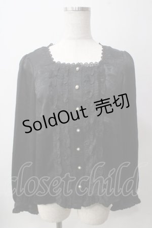 画像: axes femme NOSTALGIE / スクエアネックフリルブラウス  黒 Y-25-06-12-020-AX-BL-SZ-ZI