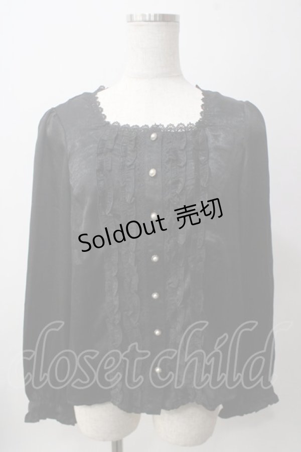 画像1: axes femme NOSTALGIE / スクエアネックフリルブラウス  黒 Y-25-06-12-020-AX-BL-SZ-ZI (1)