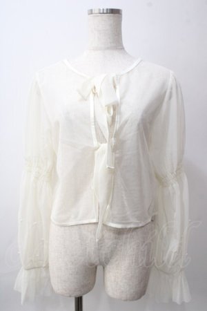 画像: axes femme / パール付きチュールトップス  白 Y-25-06-12-021-AX-TO-SZ-ZY