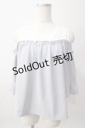 画像: axes femme / 肩開きカットジョーゼットプルオーバー M サックス Y-25-06-12-030-AX-TO-SZ-ZY