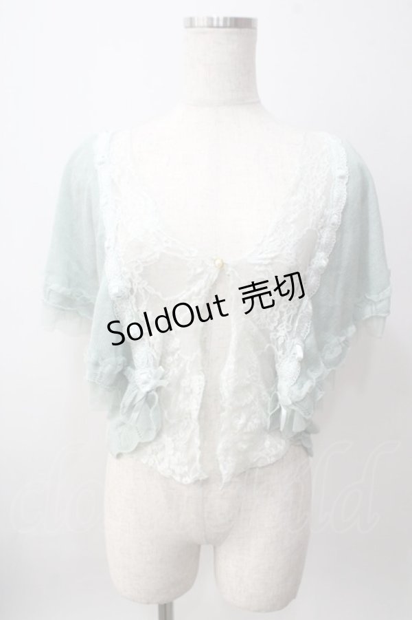 画像1: axes femme / バタフライ袖ニットカーデ M ミント Y-25-06-12-031-AX-TO-SZ-ZY (1)
