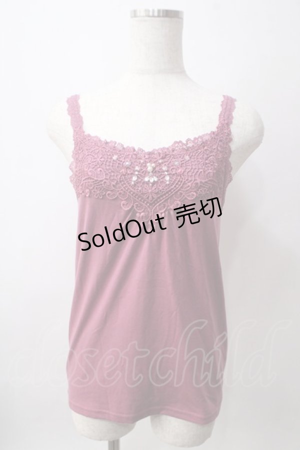 画像1: axes femme / レースビジューデザインタンク F ピンク Y-25-06-12-032-AX-TO-SZ-ZY (1)