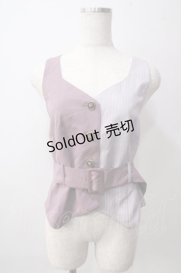 画像1: axes femme POETIQUE / ベルト付バイカラーベスト M パープル Y-25-06-12-034-AX-TO-OW-ZY (1)