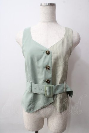 画像: axes femme POETIQUE / ベルト付バイカラーベスト M グリーン Y-25-06-12-035-AX-TO-OW-ZY