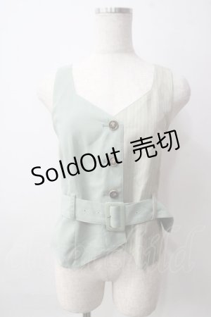 画像: axes femme POETIQUE / ベルト付バイカラーベスト M グリーン Y-25-06-12-035-AX-TO-OW-ZY