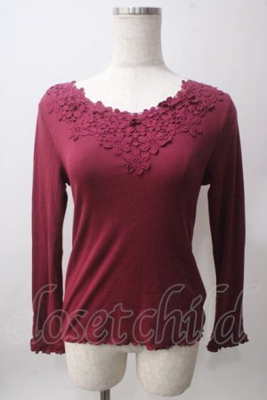 画像: axes femme / 花モチーフテレコトップス M ワイン Y-25-06-12-036-AX-TO-SZ-ZY