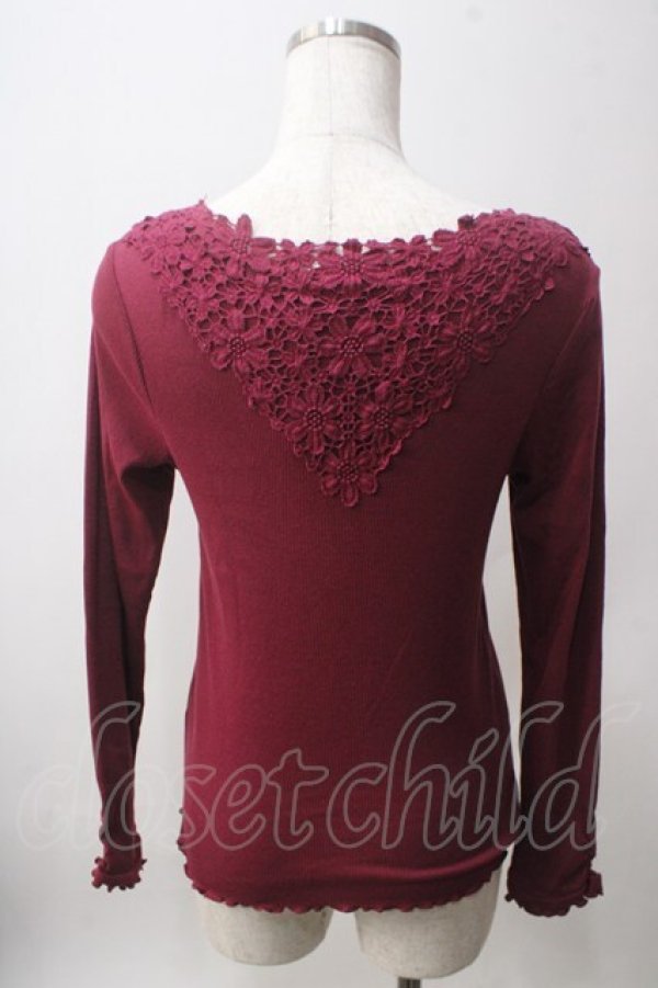 画像2: axes femme / 花モチーフテレコトップス M ワイン Y-25-06-12-036-AX-TO-SZ-ZY (2)