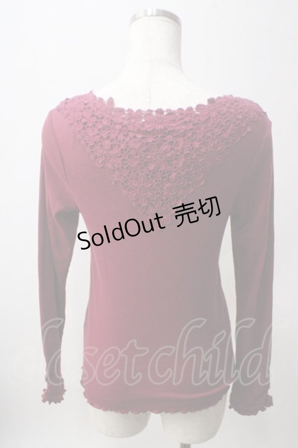 画像2: axes femme / 花モチーフテレコトップス M ワイン Y-25-06-12-036-AX-TO-SZ-ZI (2)