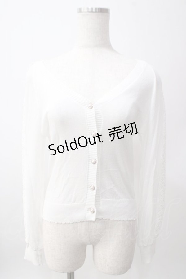 画像1: axes femme / シアーニットショートカーディガン F 白 Y-25-06-12-039-AX-TO-SZ-ZI (1)