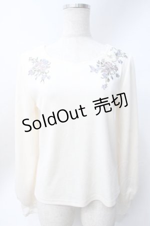 画像: axes femme / パピヨン×ローズ刺繍リブプルオーバー  生成り Y-25-06-18-034-AX-TO-SZ-ZI