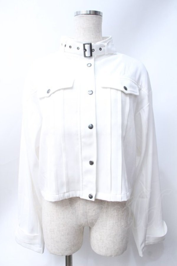 画像1: axes femme / ベルト付ショートブルゾン F 白 Y-25-06-18-037-AX-JA-SZ-ZY (1)